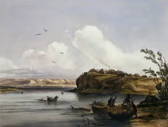 Mih-Tutta-Hankush, ein Mandan-Dorf, Platte 16 aus Band 2 von 